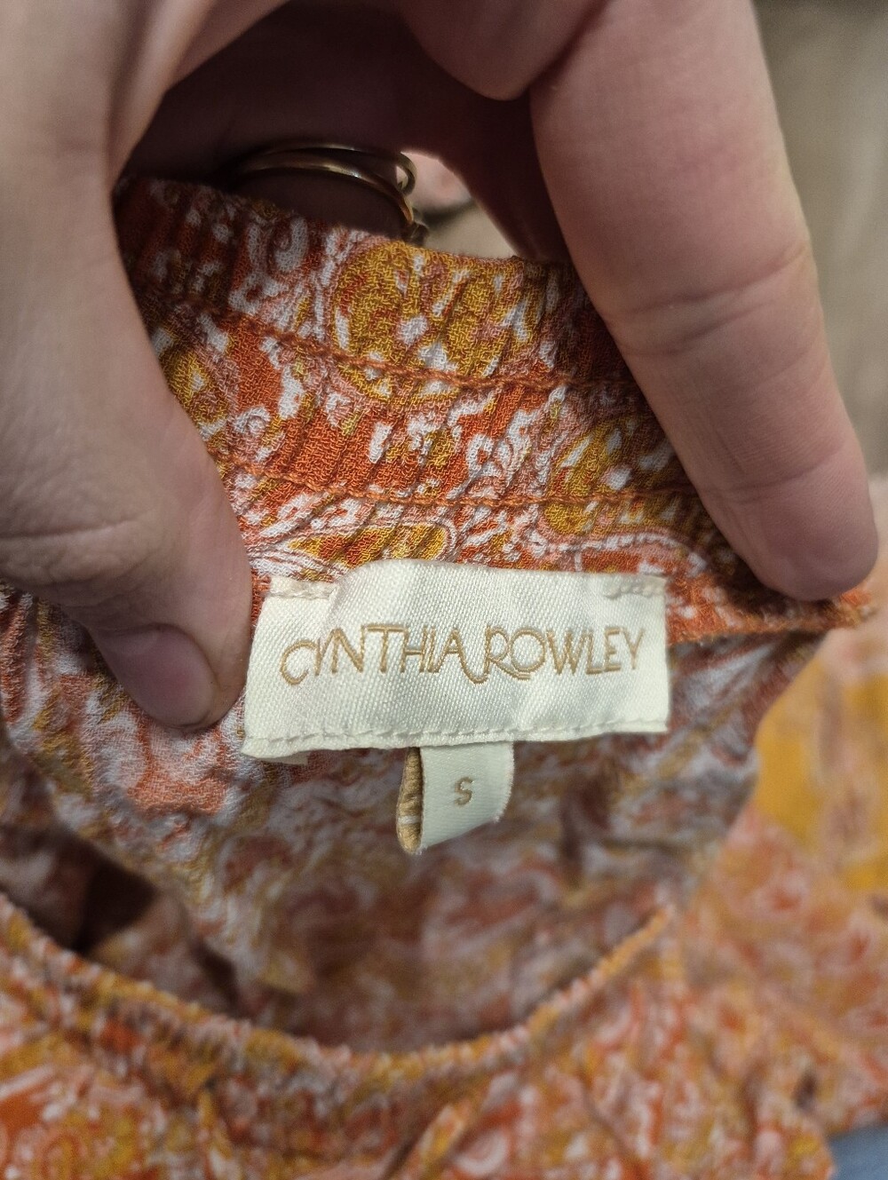 Cynthia Rowley Women's Boho Floral Paisleu Orange Viscose Midi Skirt Size Small - Picture 5 of 6